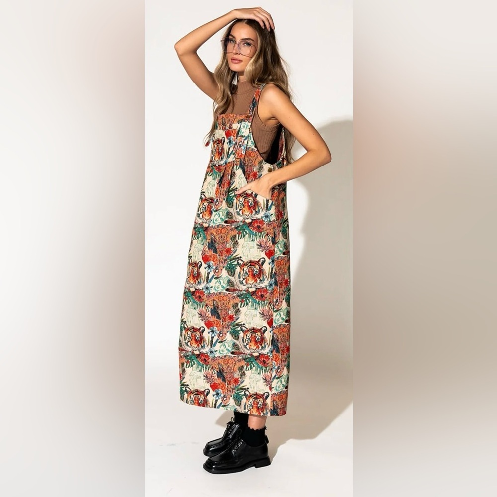 Dressed in LALA Can't Tame Me Overall Dress in Wild Soul Jacquard
